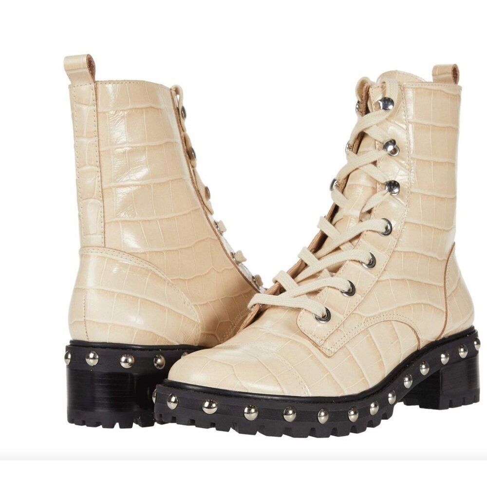 SCHUTZ Andrea Almond Buff Combat Boots Size 11 Leather